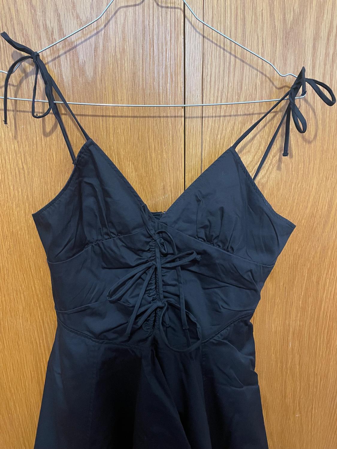 SHORT GABARDINE DRESS WITH TIES - Image 2
