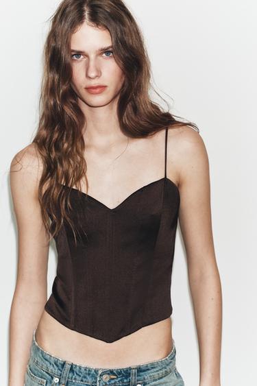 TOP CORSETERO SATINADO - Cuero de Zara