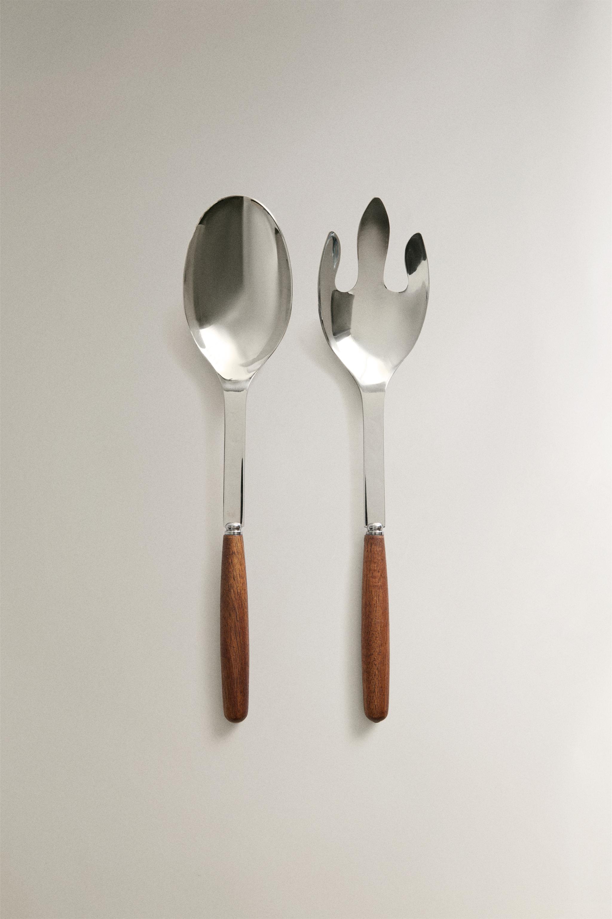 Eichenlaub　Salad fork サラダフォーク WOODEN SALAD SERVING SET (SET OF 2) - Light beige | ZARA United States