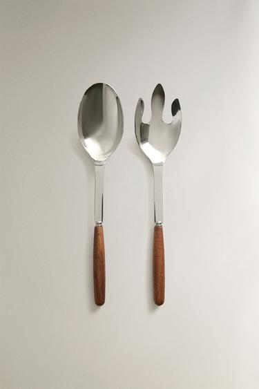 SÆT SALATBESTIK TRÆ (SÆT MED 2) - lys beig fra Zara