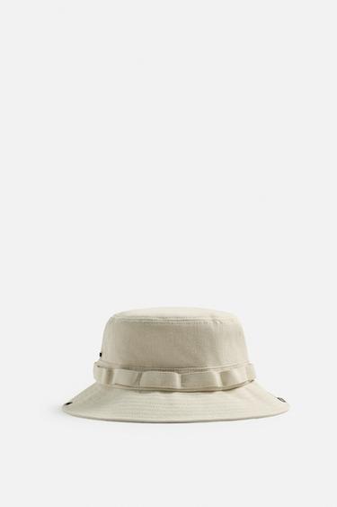 Zara UTILITY BUCKET HAT - Ecru