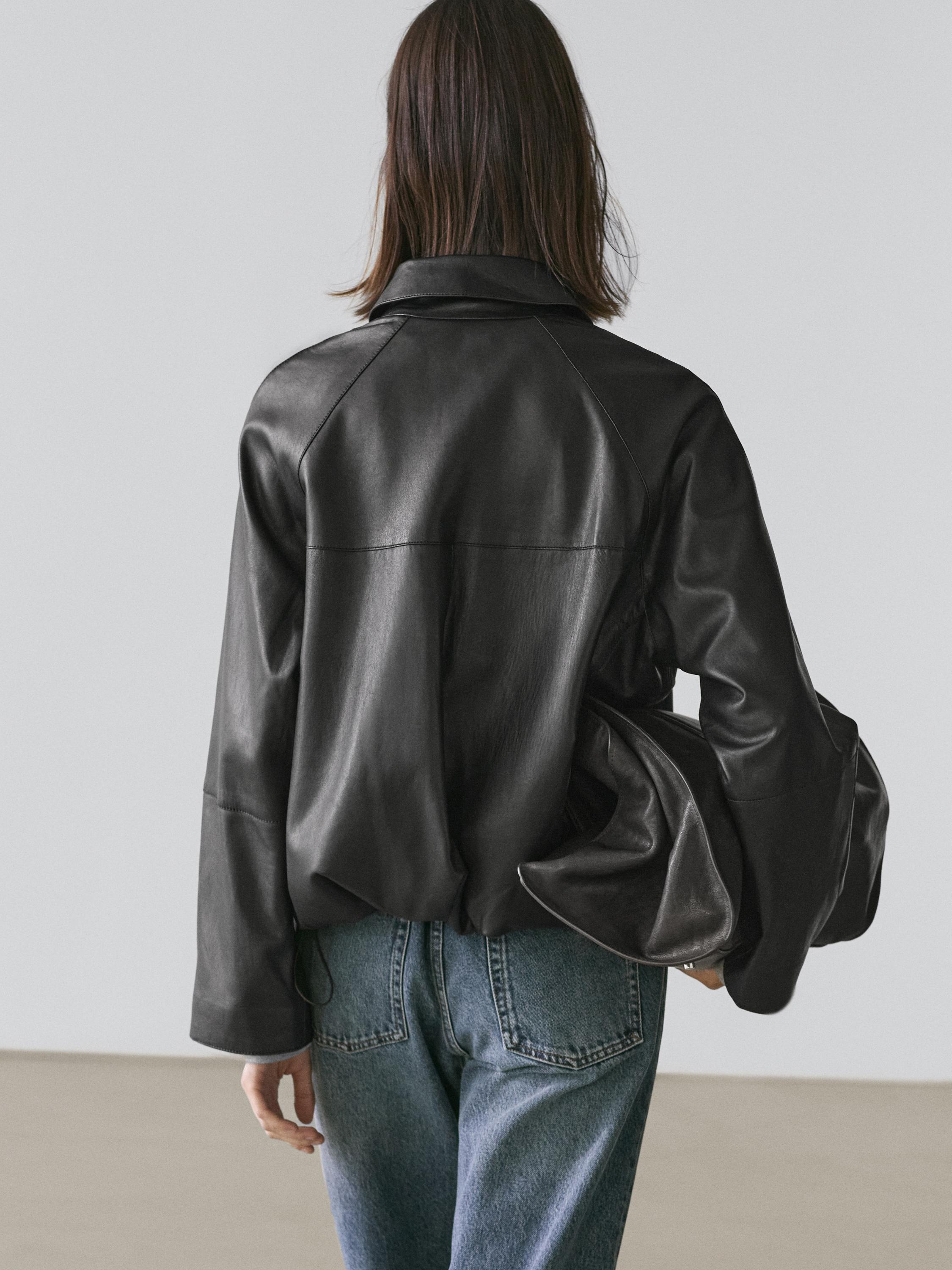 Oversize nappa leather jacket
