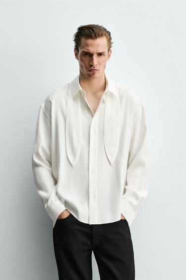 CAMISA FLUIDA LAZO CORTO - Blanco de Zara