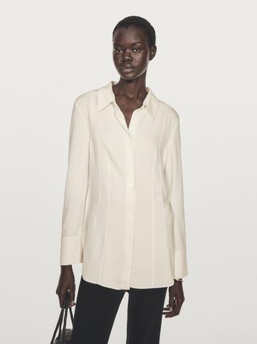 fluid fitted shirt - Blanc cassé de Zara