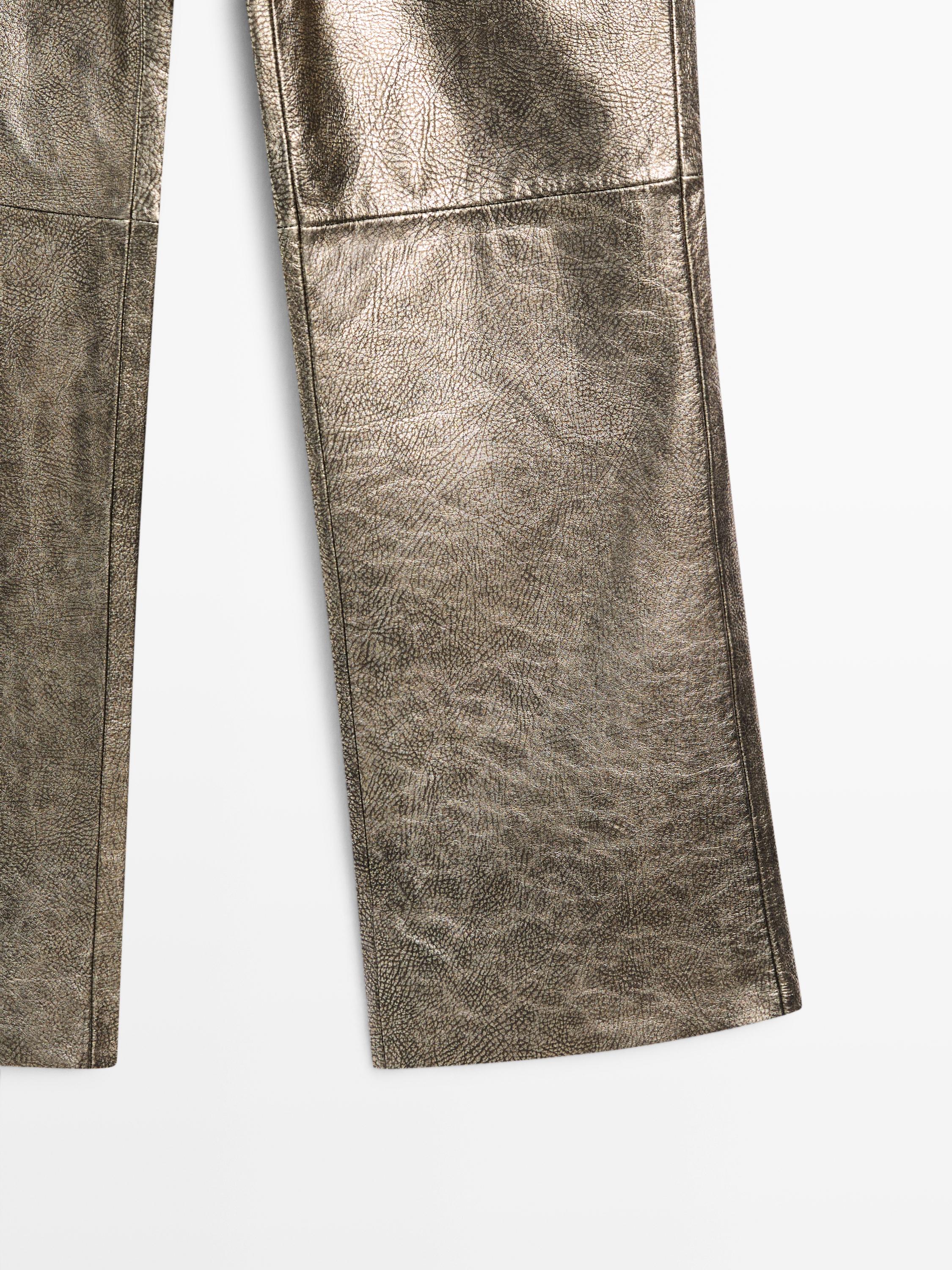 Nappa leather metallic trousers