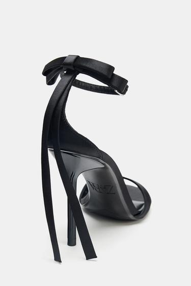 BOW ANKLE STRAP SANDALS - Black by Zara - Image 7