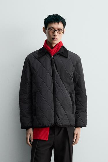 CONTRAST COLLAR QUILTED JACKET - Black by Zara