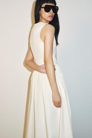 CONTRAST MIDI DRESS - Ecru by Zara - Image 7