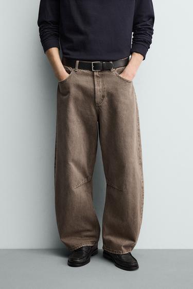 BARREL FIT TROUSERS - Brown by Zara - Image 1