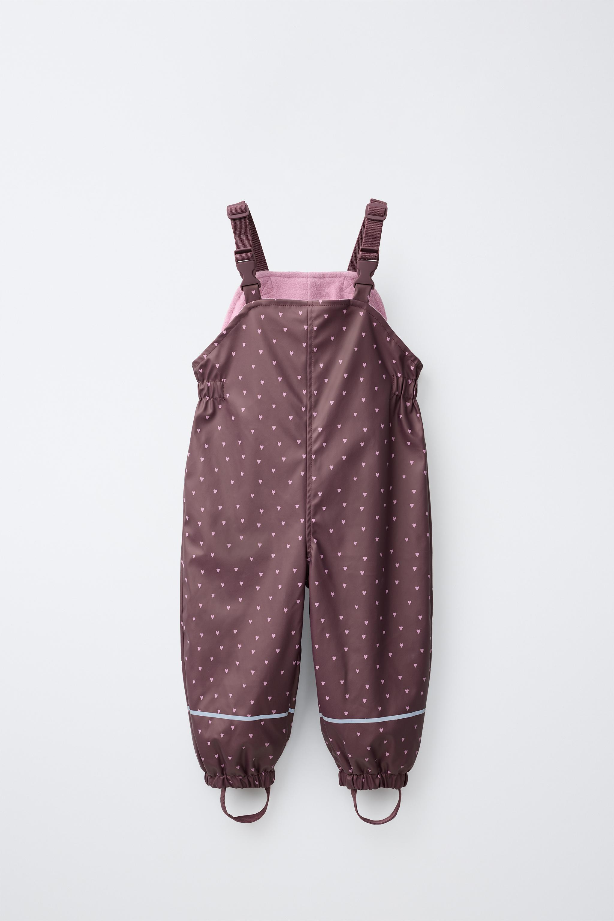 WATER-RESISTANT PRINTED FLEECE-LINED OVERALLS — Burgundy