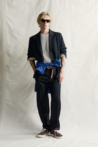 Zara 100% WOOL REGULAR FIT SUIT BLAZER - Black - Image 0