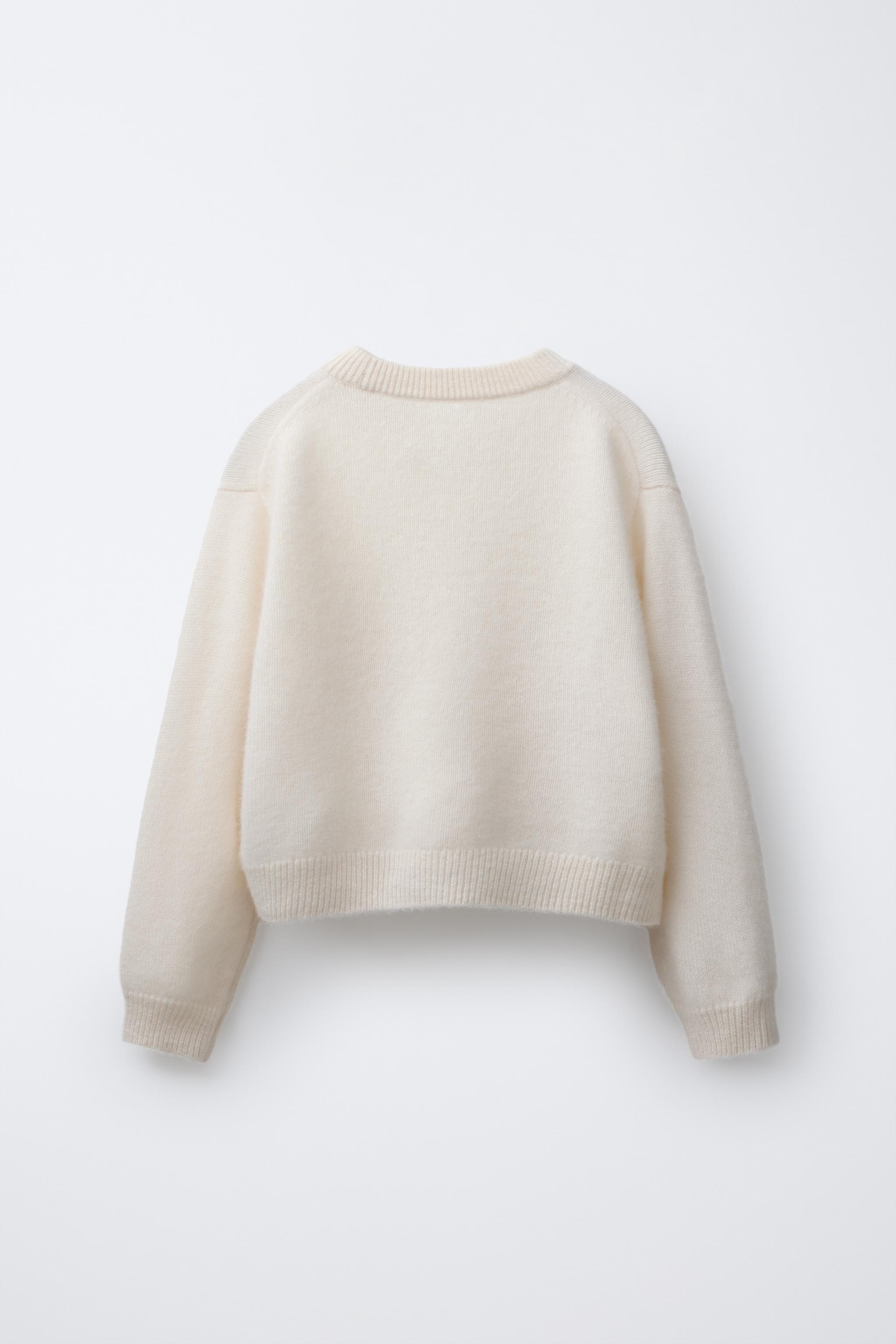 りえさま* size120 Zara Wool Blend Oversize Knit with Bow Sweater Medium 2142