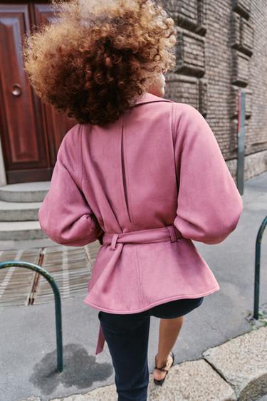 FAUX SUEDE JACKET WITH BELT - Lilac by Zara - Image 2