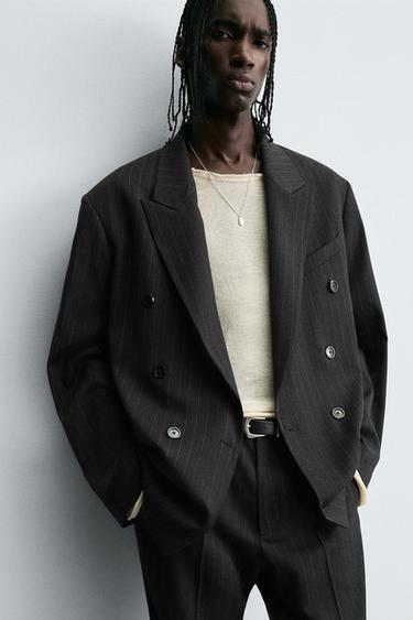 STRIPED SUIT DOUBLE-BREASTED BLAZER - striped by Zara - Image 4