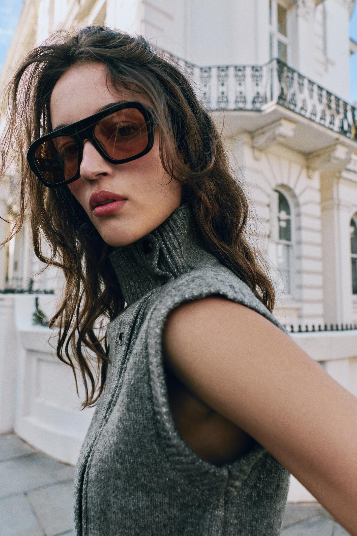 Женский жилет Zara High Neck Knit, цвет: Серый — фото 4