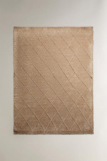 DIAMOND PATTERN CHENILLE BLANKET - Golden by Zara - Image 0