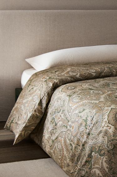 PAISLEY COTTON SATEEN DUVET COVER (300 THREAD COUNT) - Green by Zara