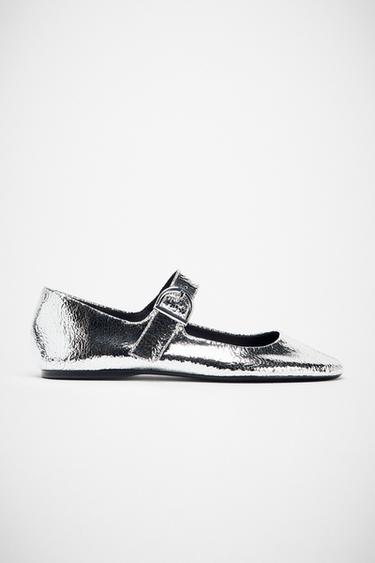 METALLIC EFFECT BALLERINAS - Silver by Zara
