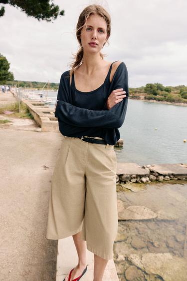 LONG BERMUDA SHORTS WITH BELT - camel by Zara
