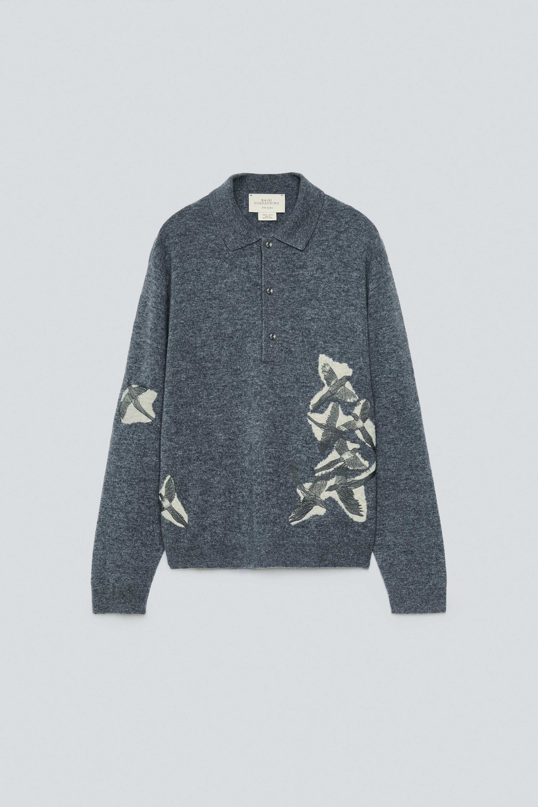 POLO EN MAILLE 100 % LAINE INTARSIA BRODÉ