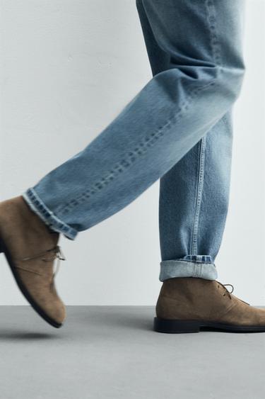 Zara LEATHER BOOTS - Taupe Gray
