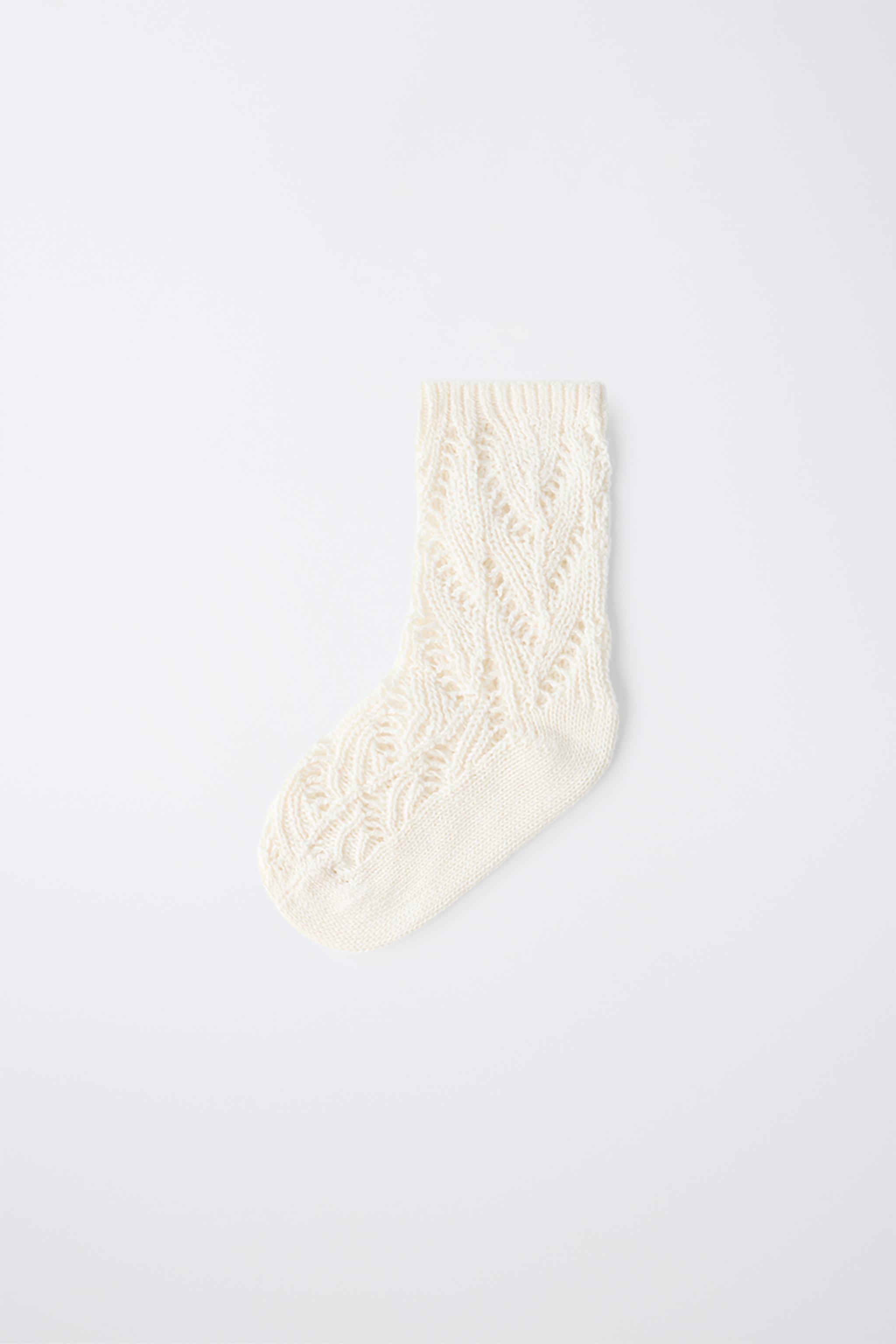 CHAUSSETTES MI-HAUTES AJOURÉES EN COTON ET SOIE