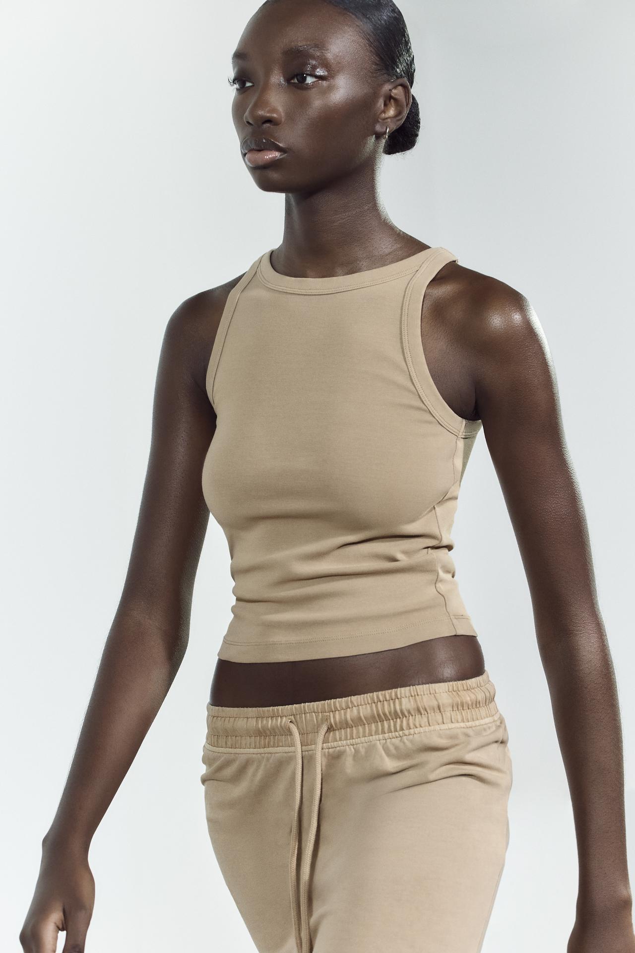FADED-EFFECT HALTER TOP - Sand by Zara