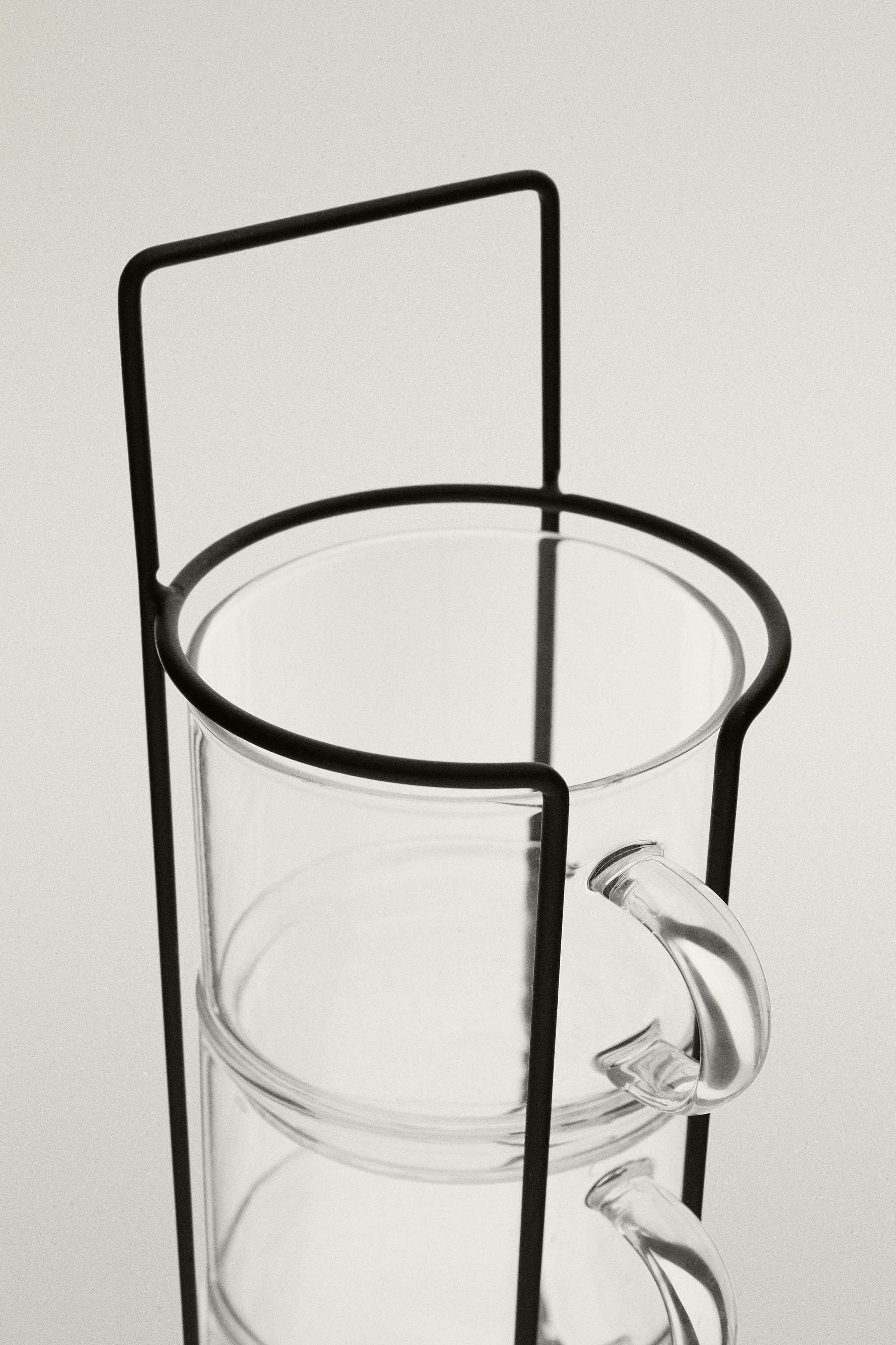 BOROSILICATE GLASS CUP TOWER (SET OF 4)