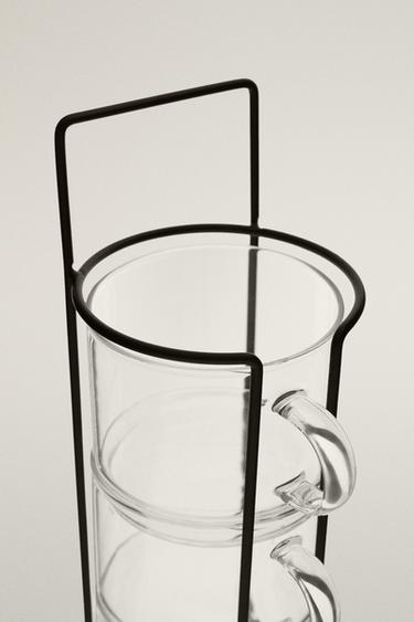 BOROSILICATE GLASS CUP TOWER (SET OF 4) — Transparent 3