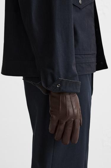 КОЖАНЫЕ ПЕРЧАТКИ — КОРИЧНЕВЫЙ от Zara — изображение 0