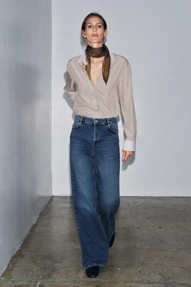 JEANS ZW COLLECTION WIDE LEG VITA ALTA - Blu di Zara