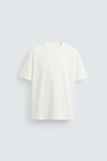 HEAVYWEIGHT BASIC BINDING T-SHIRT - Oyster-white by Zara