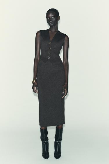 BUTTON MIDI DRESS - Dark anthracite by Zara - Image 0