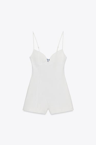 STRIPED SCARF PRINT CUT-OUT PLAYSUIT - White by Zara