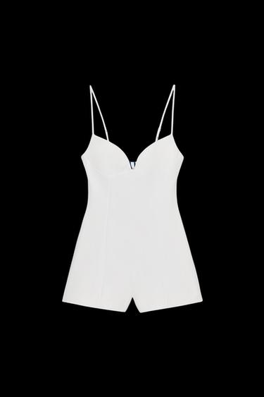 STRIPED SCARF PRINT CUT-OUT PLAYSUIT - White by Zara - Image 0