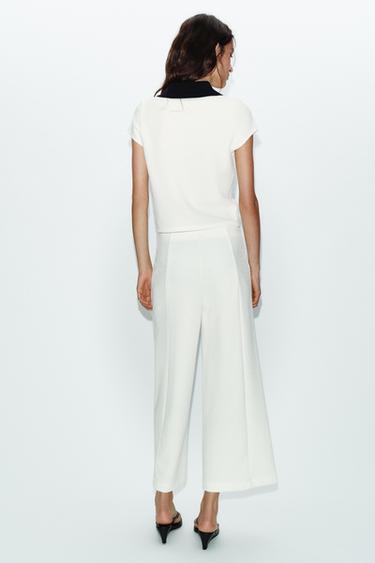 TEXTURED CULOTTES - Ecru / Navy by Zara - Image 4