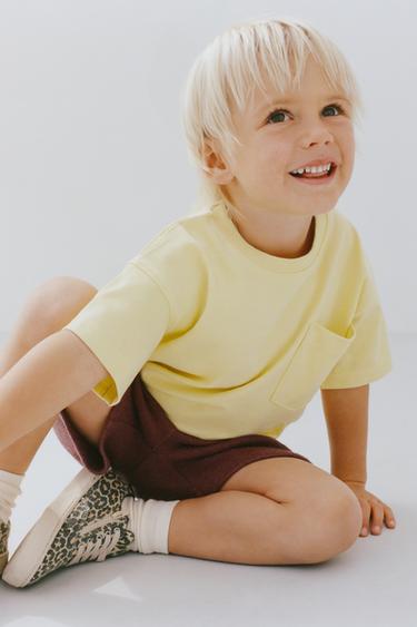 Zara PLAIN POCKET T-SHIRT - Yellow