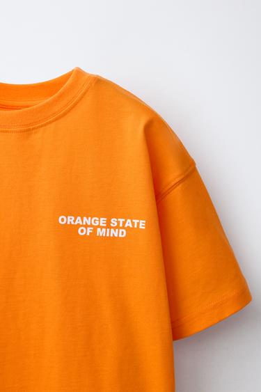 T-SHIRT À INSCRIPTION IMPRIMÉE - Orange vif de Zara - Image 2
