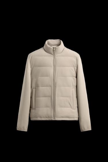 Zara COMBINATION PUFFER JACKET - Beige