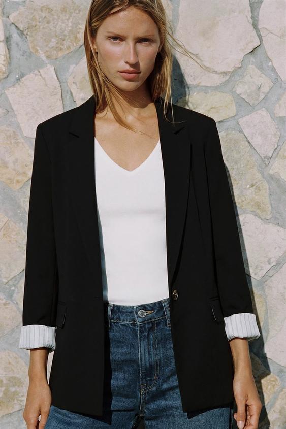 VESTE À ÉPAULETTES ET POIGNETS IMPRIMÉS - Noir de Zara - Image 0