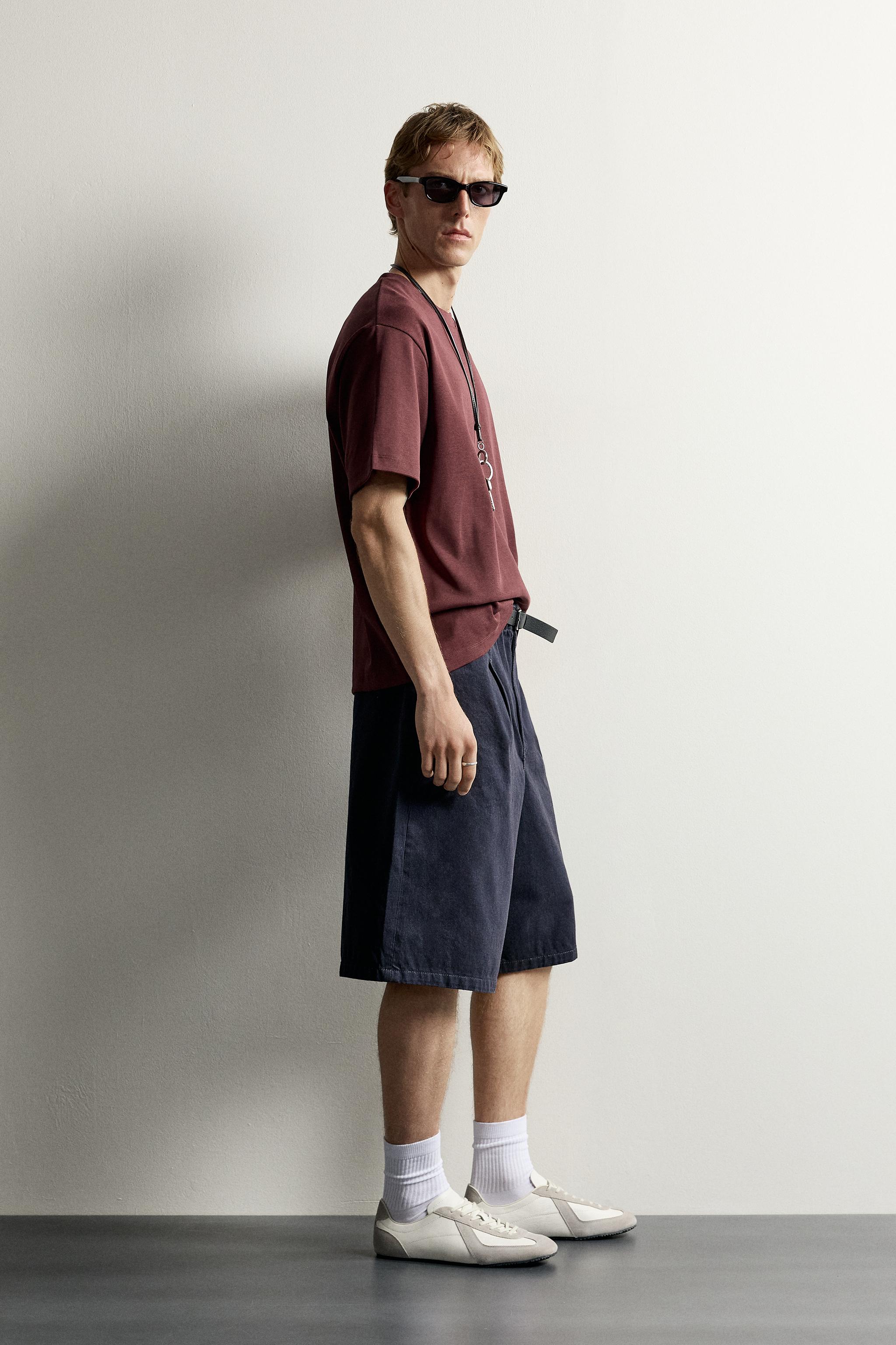 Мужские футболки Zara COMPACT RIBBED RELAXED-FIT T-SHIRT — фото 4