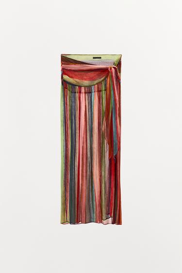 STRIPED MIDI SARONG SKIRT - Multicoloured by Zara - Image 0
