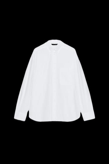 POPLIN SHIRT WITH POCKET - White by Zara - Image 0