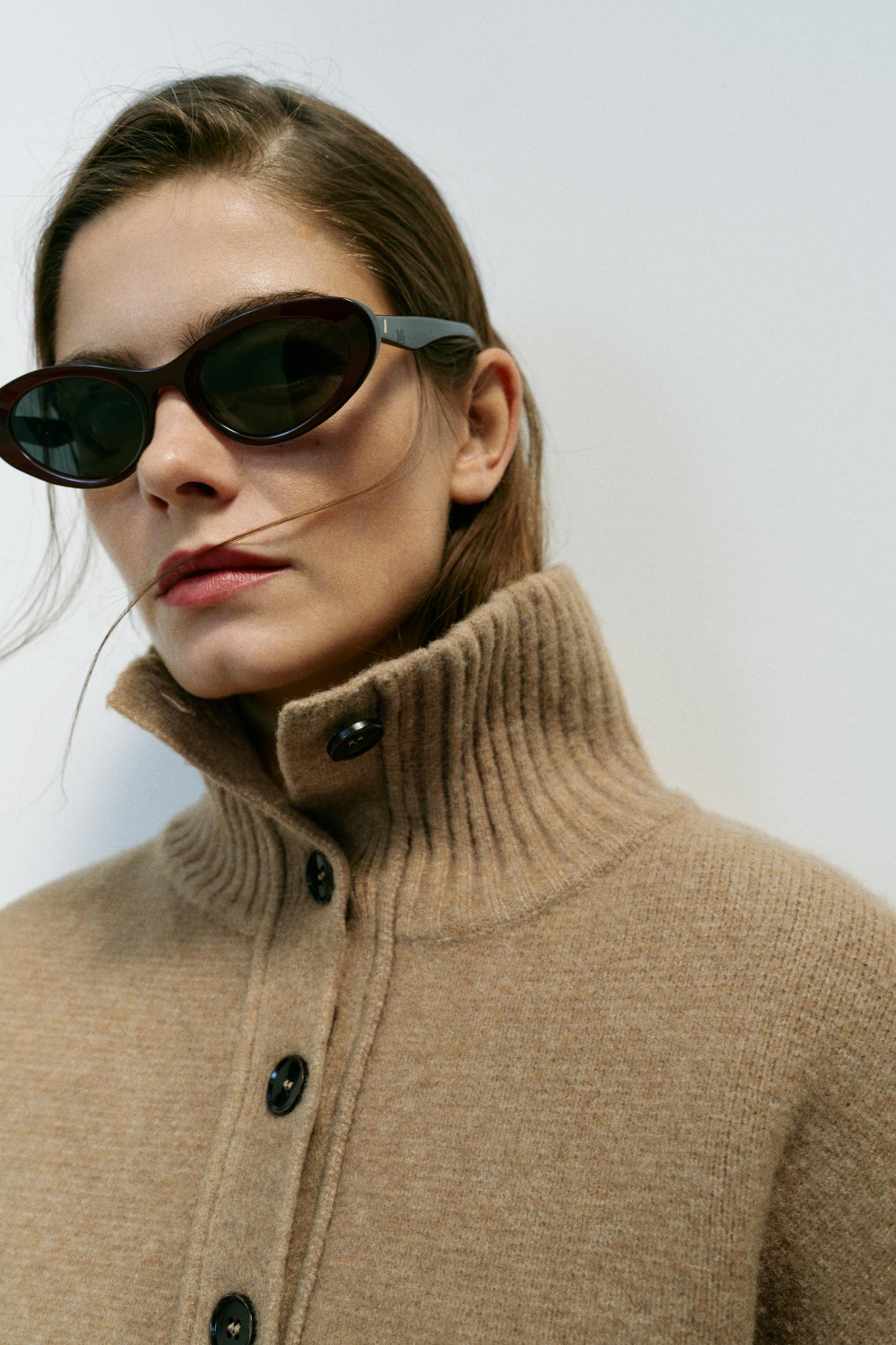 Женский кардиган Zara High Neck, цвет: Серо-коричневый коричневый — фото 3