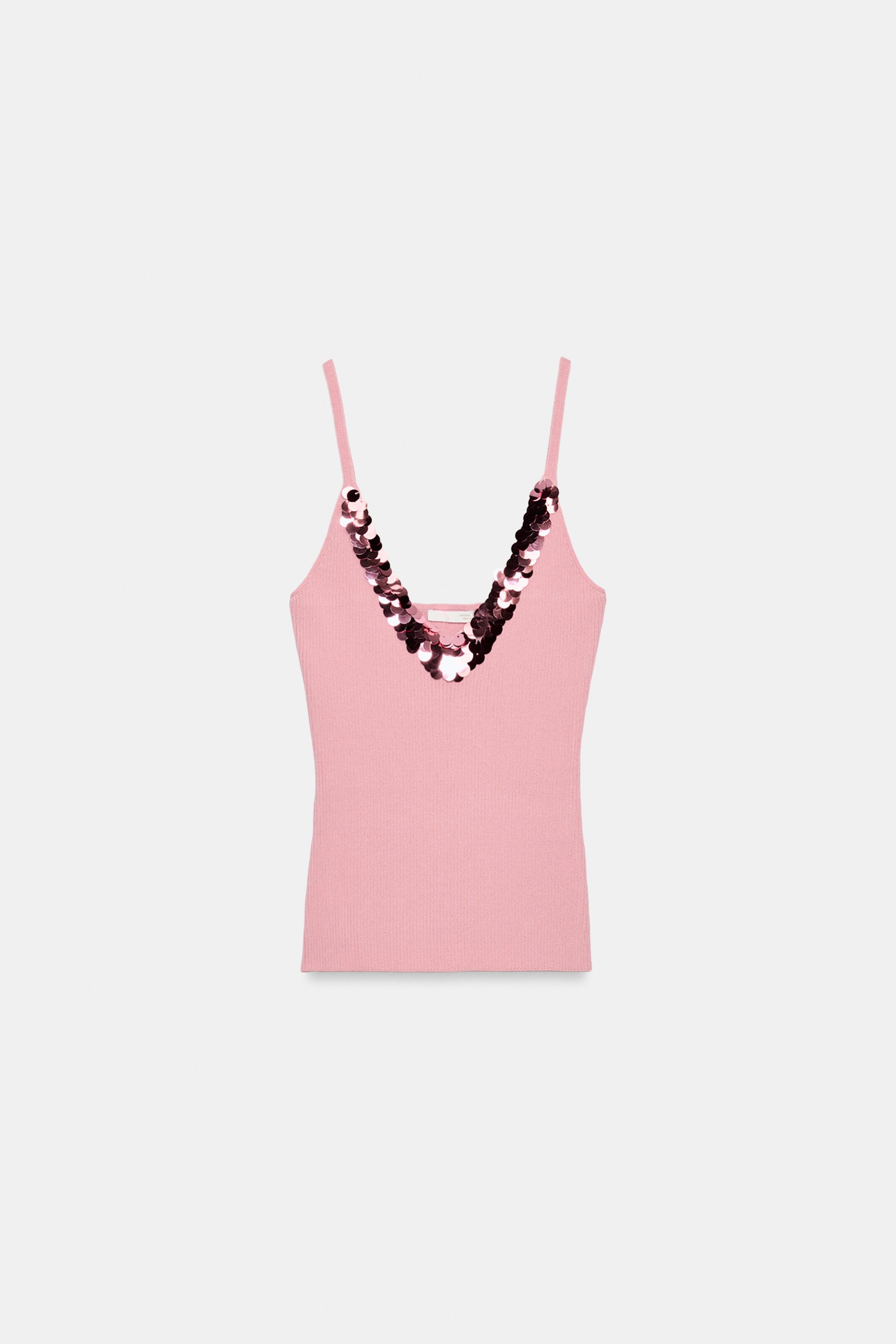 SEQUIN STRAP TOP - Pink | ZARA United States