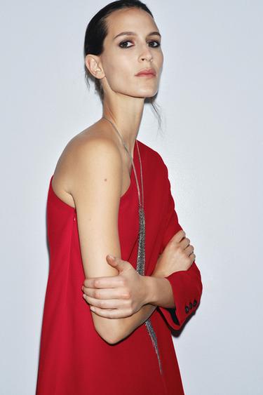 ROBE LONGUE ASYMÉTRIQUE ZW COLLECTION - Rouge de Zara