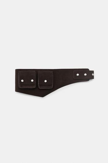 CEINTURE BANDEAU EN CUIR AVEC POCHES - Chocolat de Zara - Image 2