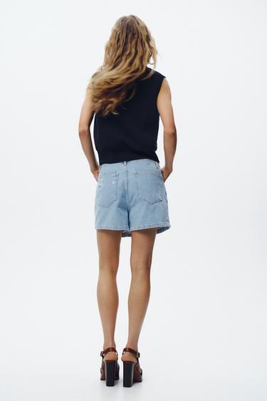 Z1975 RIPPED DENIM SKORT - Light blue by Zara - Image 3