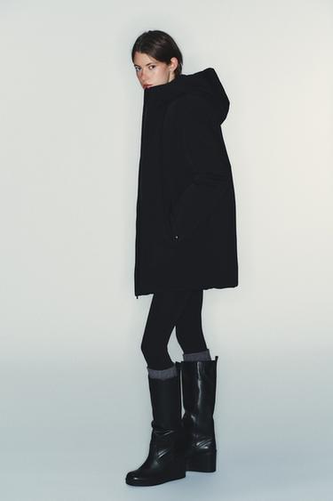 VESTE REMBOURRÉE À CAPUCHE DÉPERLANTE COUPE-VENT - Noir de Zara - Image 3