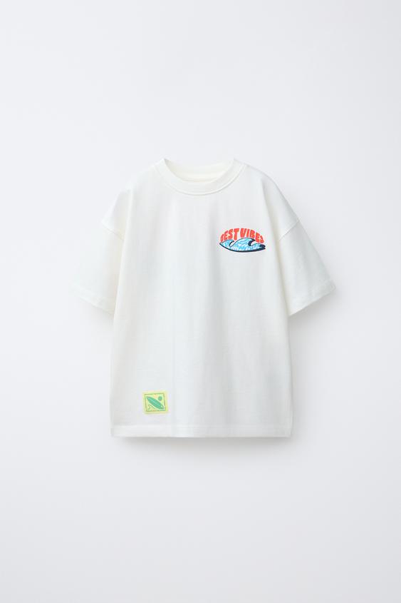 Zara MAJICA S PRINTOM "BEST VIBES" – Bijela – Slika 0